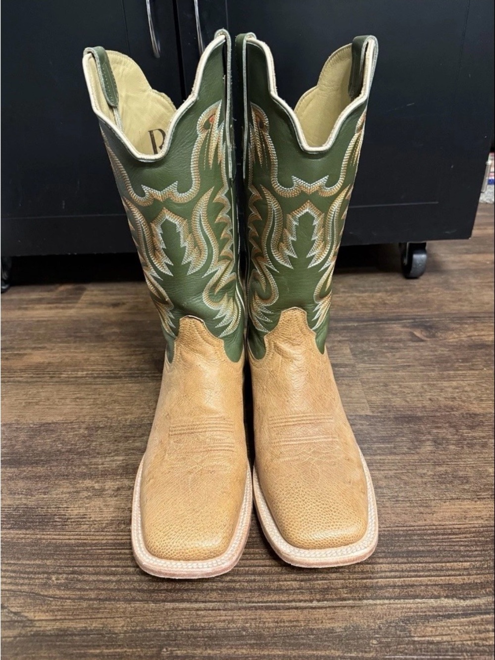 Men's R. Watson Square Toe Western Cowboy Boots - Tan and Olive